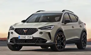 Nowy SUV marki Cupra z charakterystycznym grillem i sportowymi felgami.