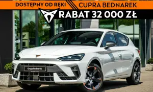 Biały Cupra sedan z rabatem 32 000 zł. Dostępny od ręki w Grupie Bednarek.