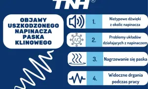 Objawy uszkodzonego napinacza paska klinowego: nietypowe dźwięki, problemy układów, nagrzewanie się paska, drgania.