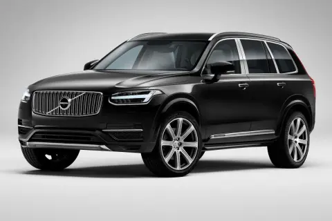 Elegancki czarny Volvo XC90 na tle białego tła. Sprawdź aktualną volvo xc90 cena.