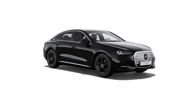 Elegancki, czarny mercedes sedan z nowoczesnym grillem i światłami LED.