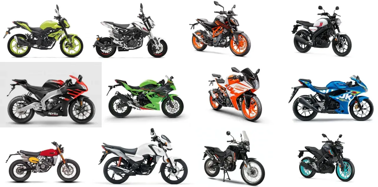 Kolekcja motocykli kategoria a1: sportowe, naked, adventure i klasyczne.