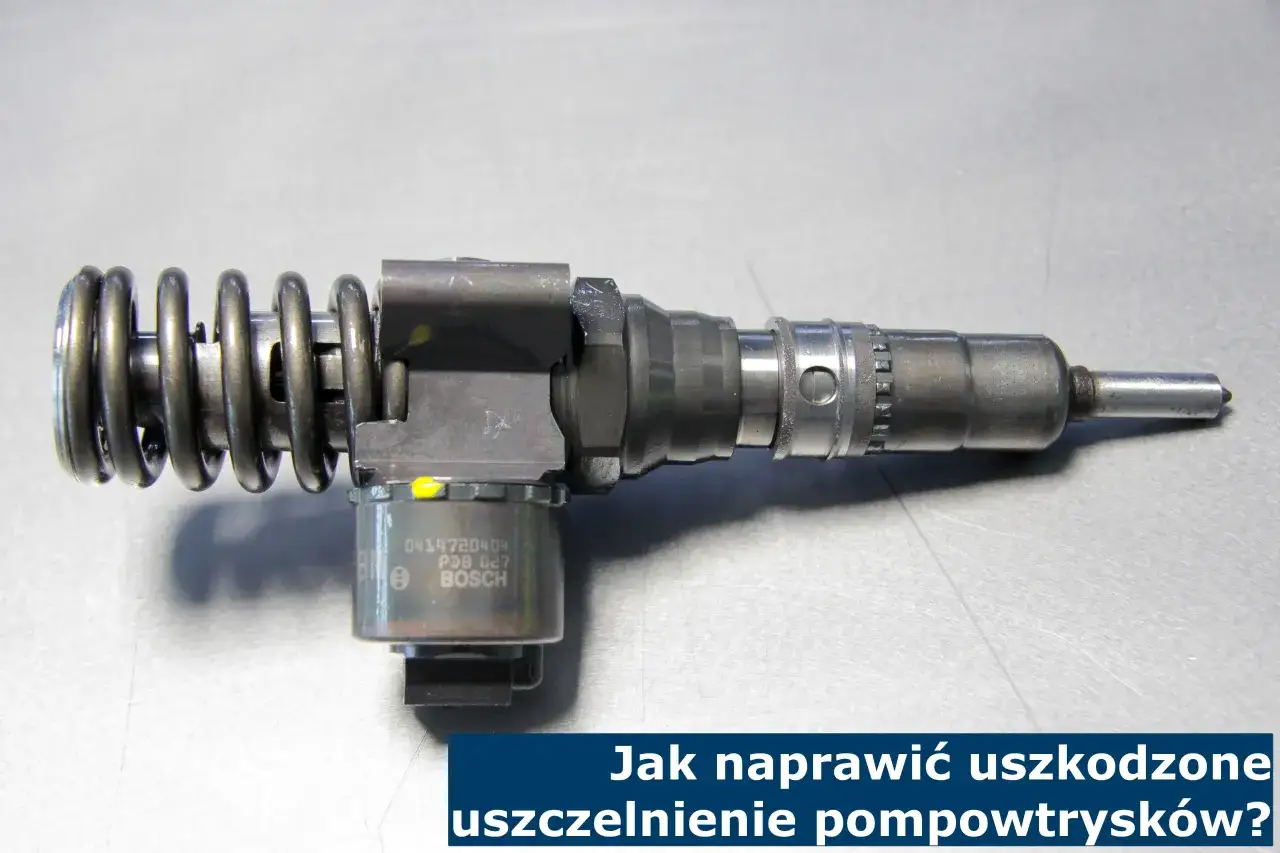 Naprawa uszczelnienia pompowtrysków. Widoczny element układu wtryskowego silnika diesla, z widoczną sprężyną i korpusem.