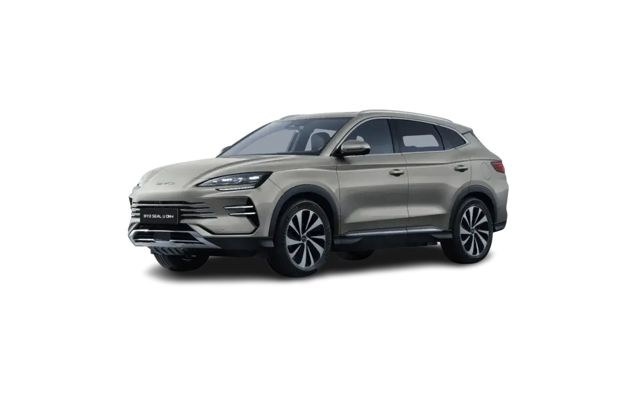Nowy BYD Seal U DM-i w kolorze szampańskim, SUV z nowoczesnym designem. Sprawdź jego atrakcyjną cenę!
