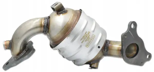 Katalizator do Renault, rozwiązanie problemu DTC P0420. Część samochodowa z metalowymi złączami i oznaczeniami.